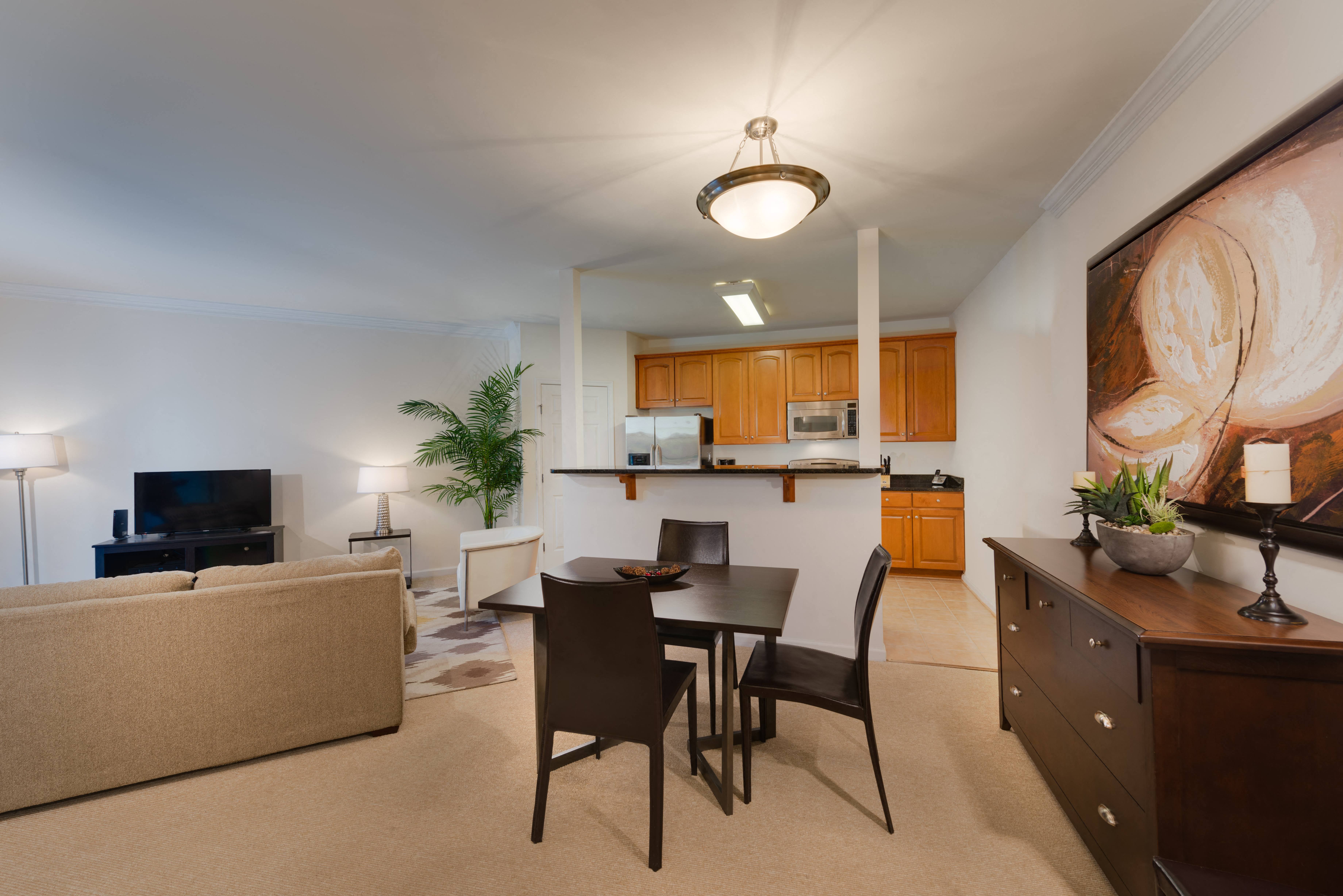 Large living spaces with plush carpeting